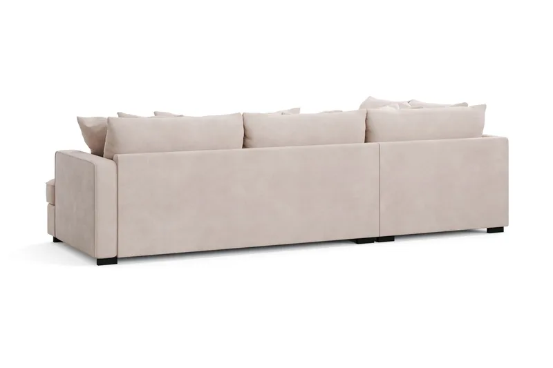 Rossita 4-sits Vänstervänd L-formad Djup Schäslongsoffa i Sammet - Beige - Möbler - Vardagsrum - Soffor - Divansoffa & schäslong