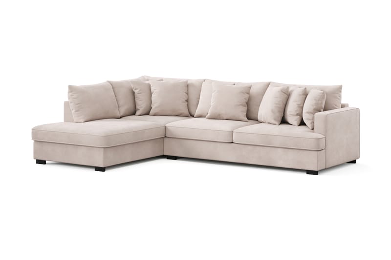 Rossita 4-sits Vänstervänd L-formad Djup Schäslongsoffa i Sammet - Beige - Möbler - Vardagsrum - Soffor - Sammetssoffor