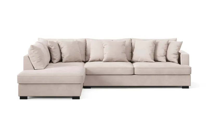 Rossita 4-sits Vänstervänd L-formad Djup Schäslongsoffa i Sammet - Beige - Möbler - Vardagsrum - Soffor - Divansoffa & schäslong