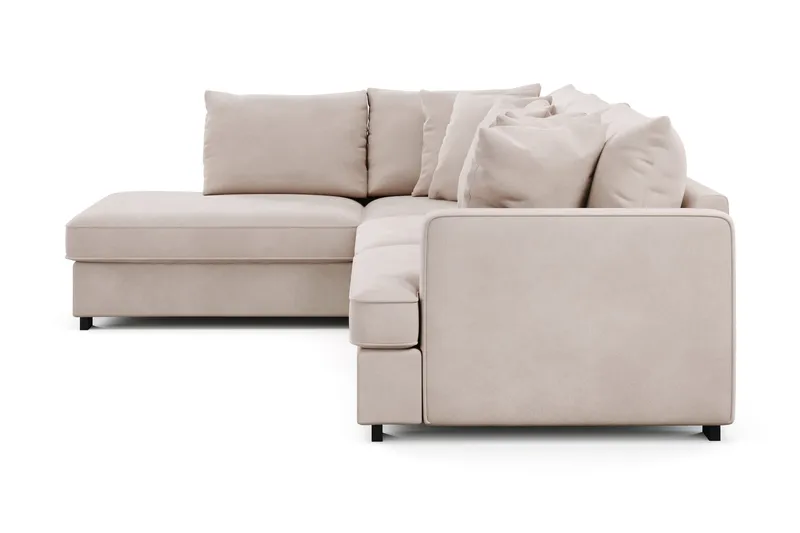 Rossita 4-sits Vänstervänd L-formad Djup Schäslongsoffa i Sammet - Beige - Möbler - Vardagsrum - Soffor - Divansoffa & schäslong