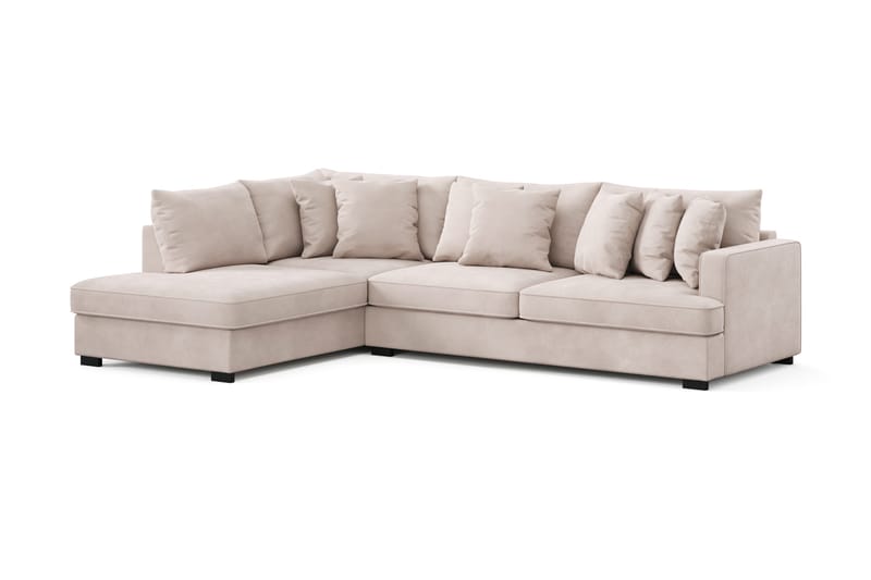 Rossita 4-sits Vänstervänd L-formad Djup Schäslongsoffa i Sammet - Beige - Möbler - Vardagsrum - Soffor - Divansoffa & schäslong