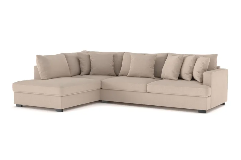 Rossita 4-sits Vänstervänd L-formad Djup Schäslongsoffa i Tyg - Beige - Möbler - Vardagsrum - Soffor - Divansoffa & schäslong