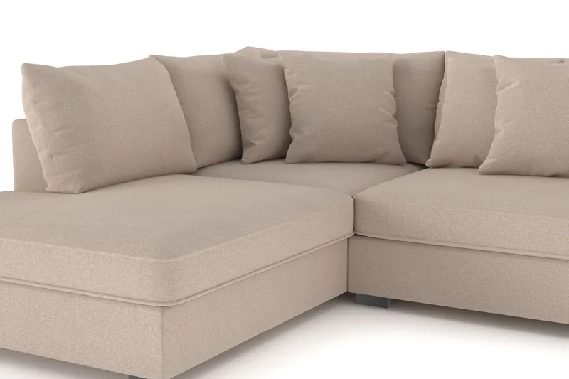 Rossita 4-sits Vänstervänd L-formad Djup Schäslongsoffa i Tyg - Beige - Möbler - Vardagsrum - Soffor - Divansoffa & schäslong