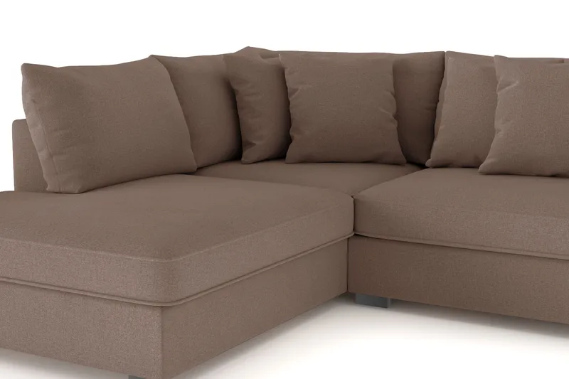 Rossita 4-sits Vänstervänd L-formad Djup Schäslongsoffa i Tyg - Brun - Möbler - Vardagsrum - Soffor - Divansoffa & schäslong