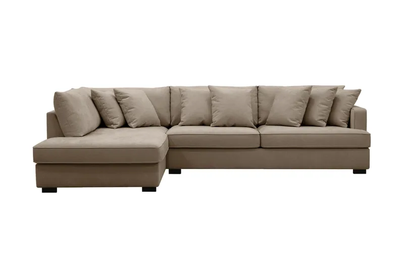 Rossita 4-sits Vänstervänd L-formad Djup Schäslongsoffa i Tyg - Brun - Möbler - Vardagsrum - Soffor - Divansoffa & schäslong