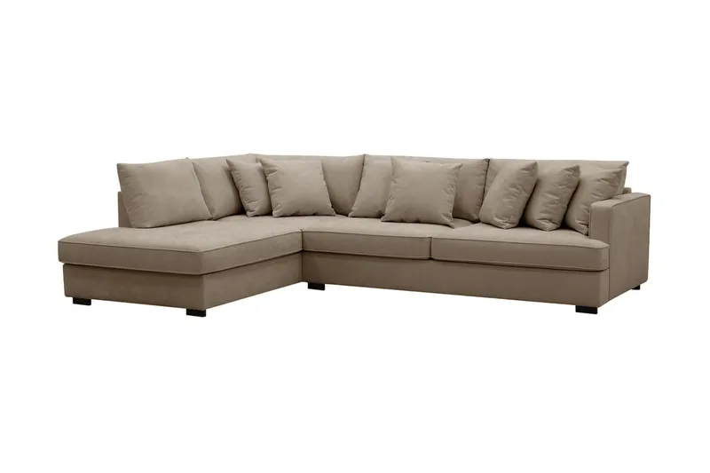 Rossita 4-sits Vänstervänd L-formad Djup Schäslongsoffa i Tyg - Brun - Möbler - Vardagsrum - Soffor - Divansoffa & schäslong
