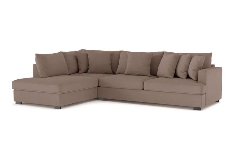 Rossita 4-sits Vänstervänd L-formad Djup Schäslongsoffa i Tyg - Brun - Möbler - Vardagsrum - Soffor - Divansoffa & schäslong