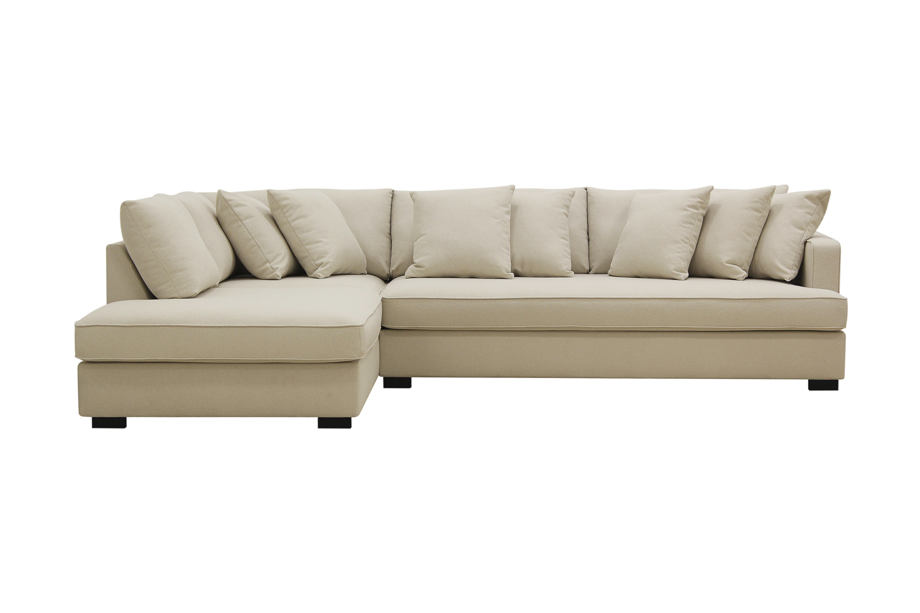 rossita 4-sits vänstervänd l-formad djup schäslongsoffa med hel dyna i bouclé - beige