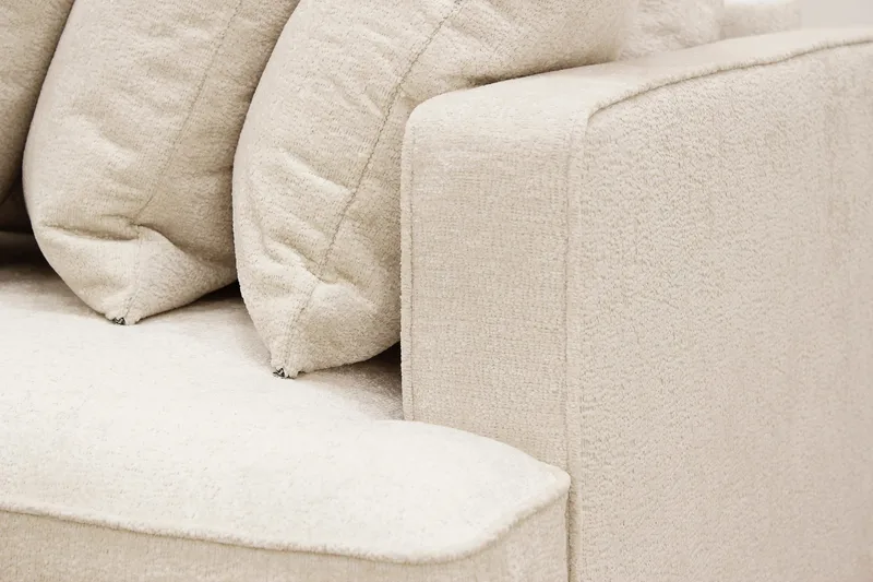 Rossita 4-sits Vänstervänd L-formad Djup Schäslongsoffa med Hel dyna i Chenille - Beige - Möbler - Vardagsrum - Soffor - Divansoffa & schäslong