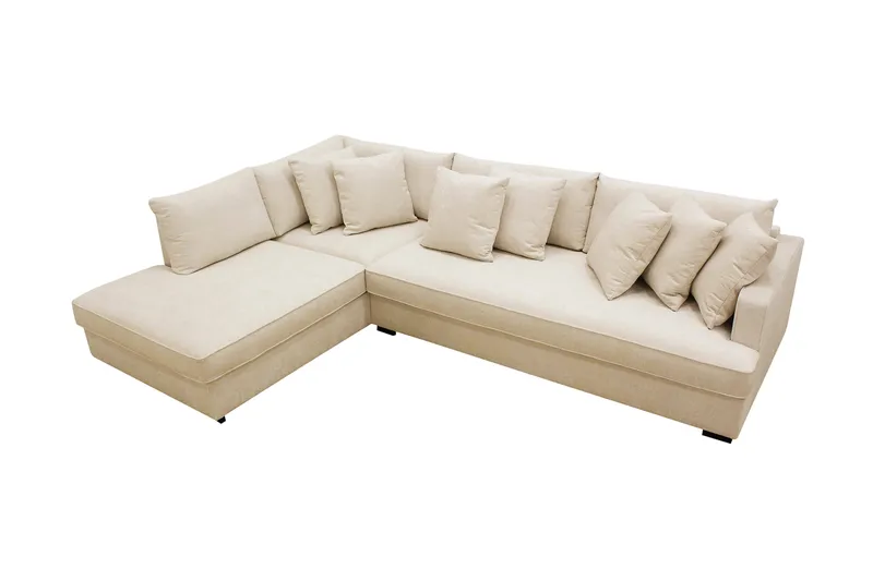 Rossita 4-sits Vänstervänd L-formad Djup Schäslongsoffa med Hel dyna i Chenille - Beige - Möbler - Vardagsrum - Soffor - Divansoffa & schäslong