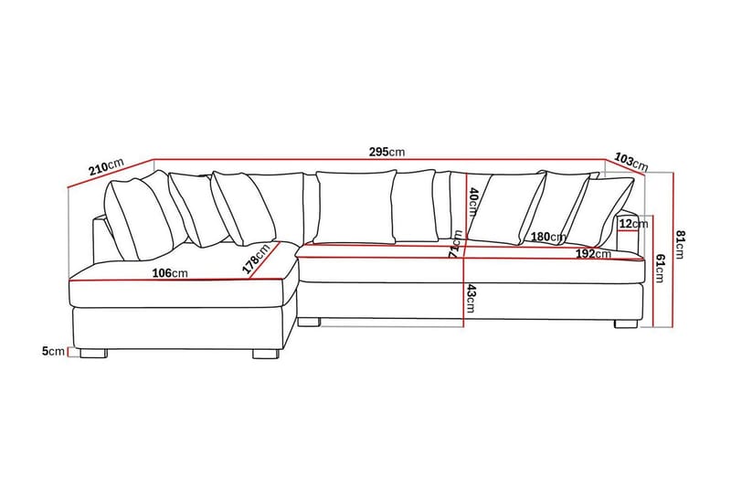 Rossita 4-sits Vänstervänd L-formad Djup Schäslongsoffa med Hel dyna i Chenille - Beige - Möbler - Vardagsrum - Soffor - Divansoffa & schäslong