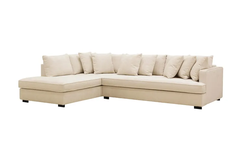 Rossita 4-sits Vänstervänd L-formad Djup Schäslongsoffa med Hel dyna i Chenille - Beige - Möbler - Vardagsrum - Soffor - Divansoffa & schäslong