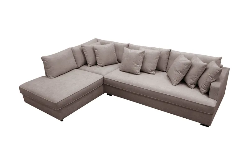 Rossita 4-sits Vänstervänd L-formad Djup Schäslongsoffa med Hel dyna i Chenille - Grå / Brun - Möbler - Vardagsrum - Soffor - Divansoffa & schäslong