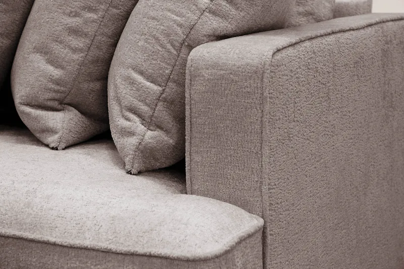 Rossita 4-sits Vänstervänd L-formad Djup Schäslongsoffa med Hel dyna i Chenille - Grå / Brun - Möbler - Vardagsrum - Soffor - Divansoffa & schäslong