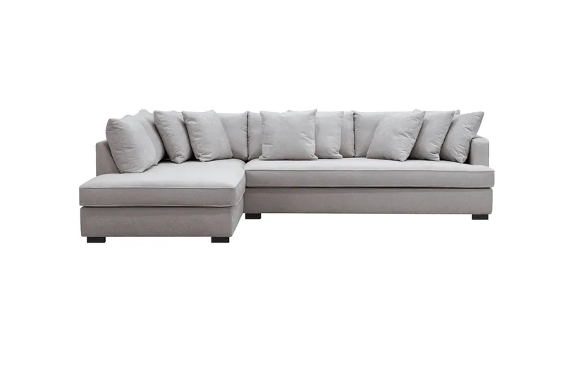 Rossita 4-sits Vänstervänd L-formad Djup Schäslongsoffa med Hel dyna i Chenille - Grå / Brun - Möbler - Vardagsrum - Soffor - Divansoffa & schäslong