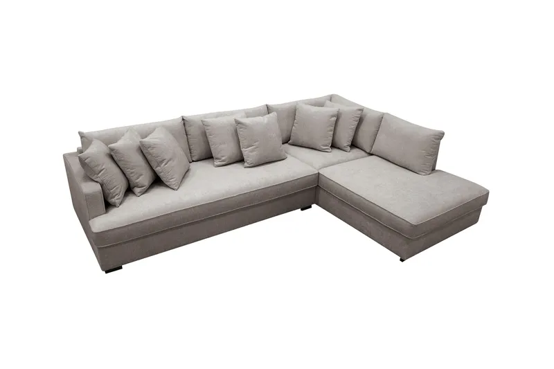 Rossita 4-sits Vänstervänd L-formad Djup Schäslongsoffa med Hel dyna i Chenille - Grå / Brun - Möbler - Vardagsrum - Soffor - Divansoffa & schäslong