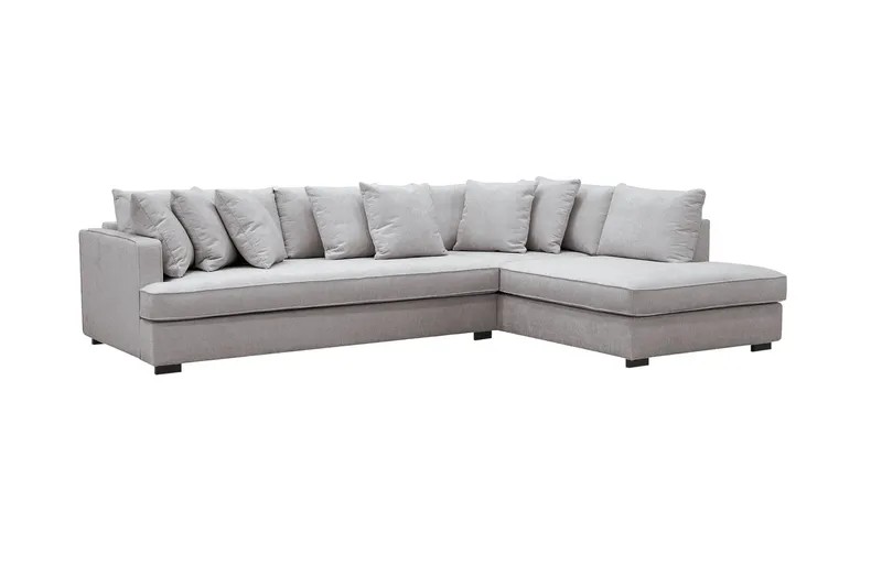 Rossita 4-sits Vänstervänd L-formad Djup Schäslongsoffa med Hel dyna i Chenille - Grå / Brun - Möbler - Vardagsrum - Soffor - Divansoffa & schäslong