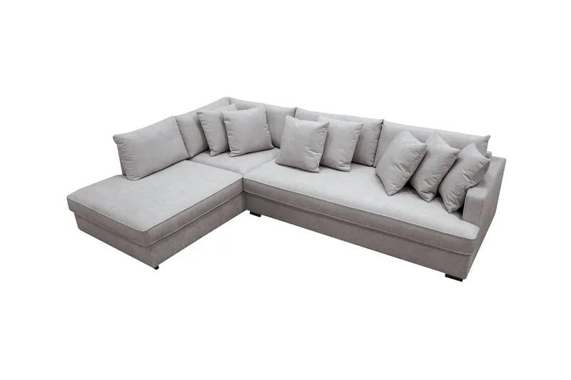 Rossita 4-sits Vänstervänd L-formad Djup Schäslongsoffa med Hel dyna i Chenille - Grå / Brun - Möbler - Vardagsrum - Soffor - Divansoffa & schäslong