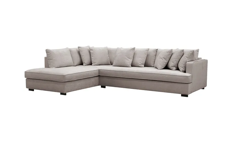 Rossita 4-sits Vänstervänd L-formad Djup Schäslongsoffa med Hel dyna i Chenille - Grå / Brun - Möbler - Vardagsrum - Soffor - Divansoffa & schäslong