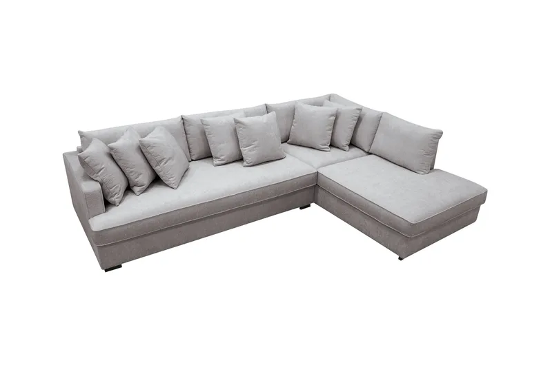 Rossita 4-sits Vänstervänd L-formad Djup Schäslongsoffa med Hel dyna i Chenille - Grå / Brun - Möbler - Vardagsrum - Soffor - Divansoffa & schäslong