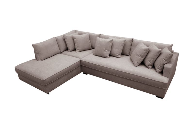 Rossita 4-sits Vänstervänd L-formad Djup Schäslongsoffa med Hel dyna i Chenille - Grå / Brun - Möbler - Vardagsrum - Soffor - Divansoffa & schäslong