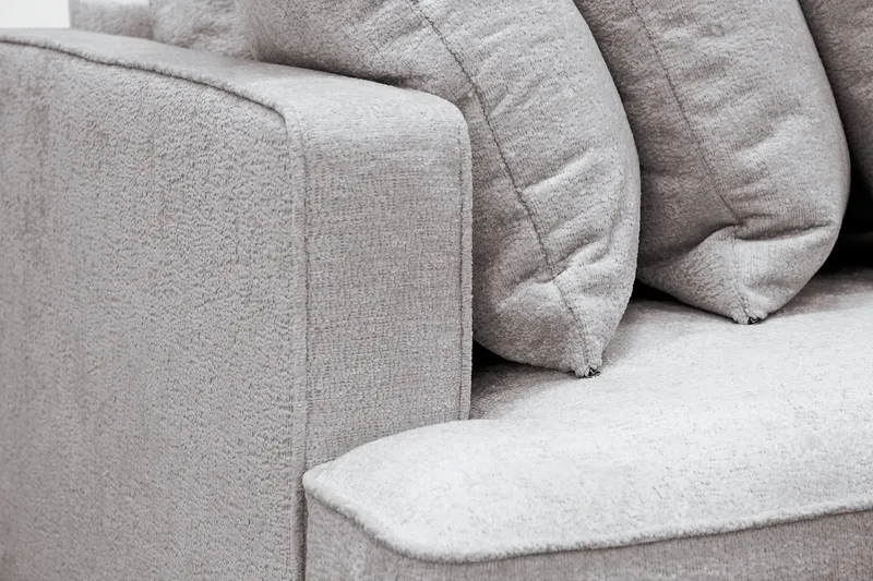 Rossita 4-sits Vänstervänd L-formad Djup Schäslongsoffa med Hel dyna i Chenille - Grå / Brun - Möbler - Vardagsrum - Soffor - Divansoffa & schäslong