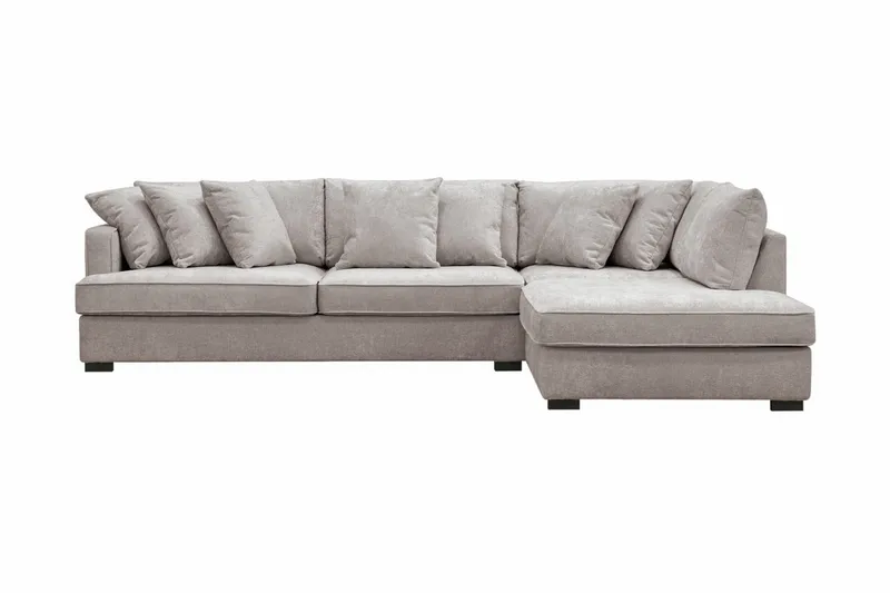 Rossita 4-sits Vänstervänd L-formad Djup Schäslongsoffa med Hel dyna i Chenille - Grå / Brun - Möbler - Vardagsrum - Soffor - Divansoffa & schäslong