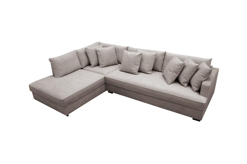 Rossita 4-sits Vänstervänd L-formad Djup Schäslongsoffa med Hel dyna i Chenille - Grå / Brun - Möbler - Vardagsrum - Soffor - Divansoffa & schäslong