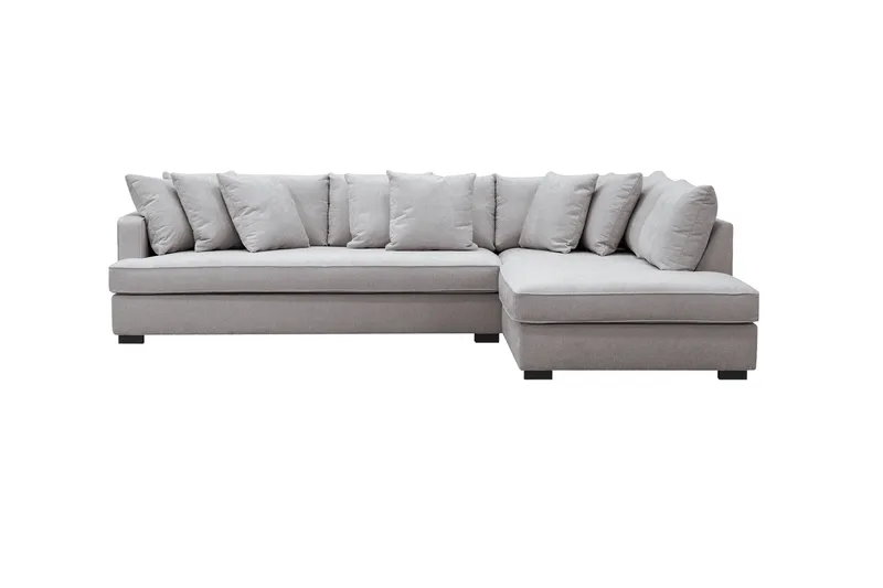 Rossita 4-sits Vänstervänd L-formad Djup Schäslongsoffa med Hel dyna i Chenille - Grå / Brun - Möbler - Vardagsrum - Soffor - Divansoffa & schäslong