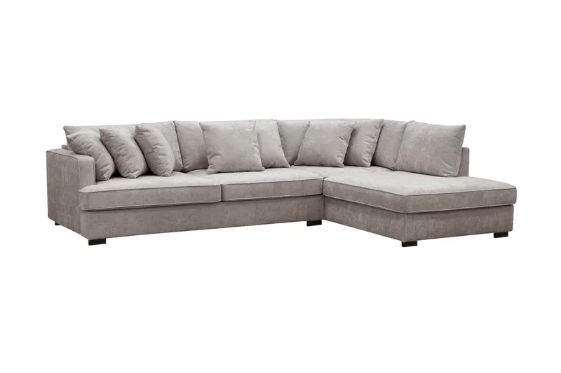 Rossita 4-sits Vänstervänd L-formad Djup Schäslongsoffa med Hel dyna i Chenille - Grå / Brun - Möbler - Vardagsrum - Soffor - Divansoffa & schäslong