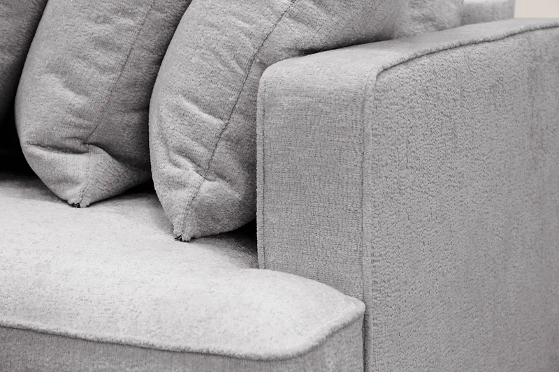 Rossita 4-sits Vänstervänd L-formad Djup Schäslongsoffa med Hel dyna i Chenille - Grå - Möbler - Vardagsrum - Soffor - Divansoffa & schäslong