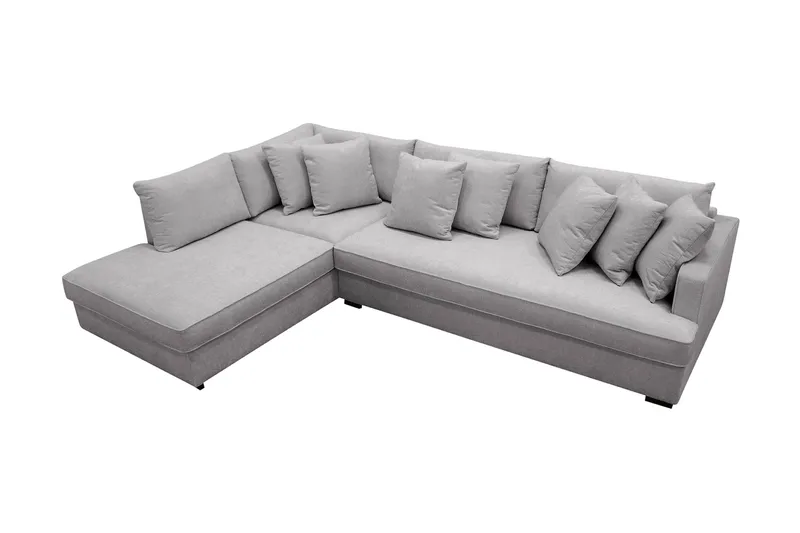 Rossita 4-sits Vänstervänd L-formad Djup Schäslongsoffa med Hel dyna i Chenille - Grå - Möbler - Vardagsrum - Soffor - Divansoffa & schäslong