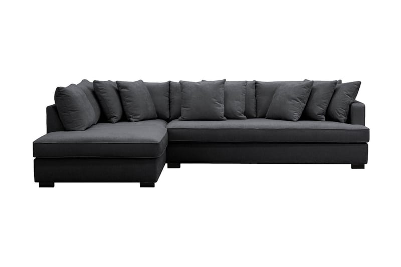 Rossita 4-sits Vänstervänd L-formad Djup Schäslongsoffa med Hel dyna i Chenille - Svart - Möbler - Vardagsrum - Soffor - Divansoffa & schäslong