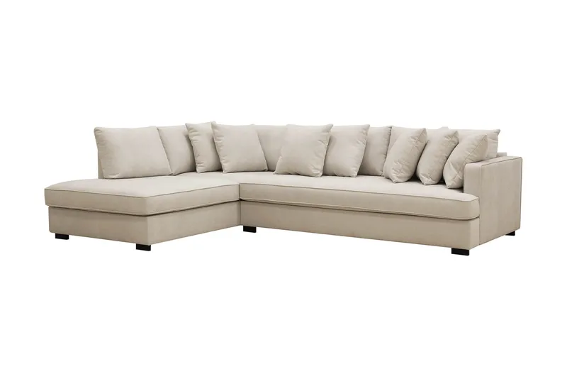 Rossita 4-sits Vänstervänd L-formad Djup Schäslongsoffa med Hel dyna i Tyg - Beige - Möbler - Vardagsrum - Soffor - Divansoffa & schäslong