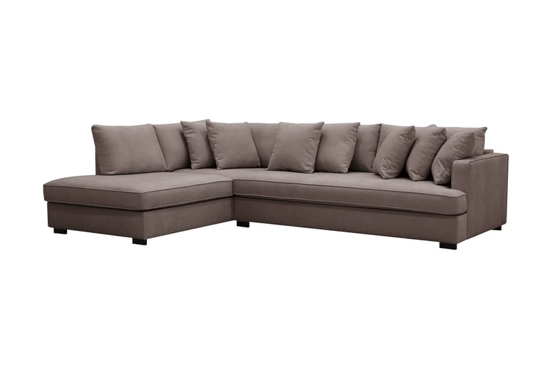 Rossita 4-sits Vänstervänd L-formad Djup Schäslongsoffa med Hel dyna i Tyg - Brun - Möbler - Vardagsrum - Soffor - Divansoffa & schäslong