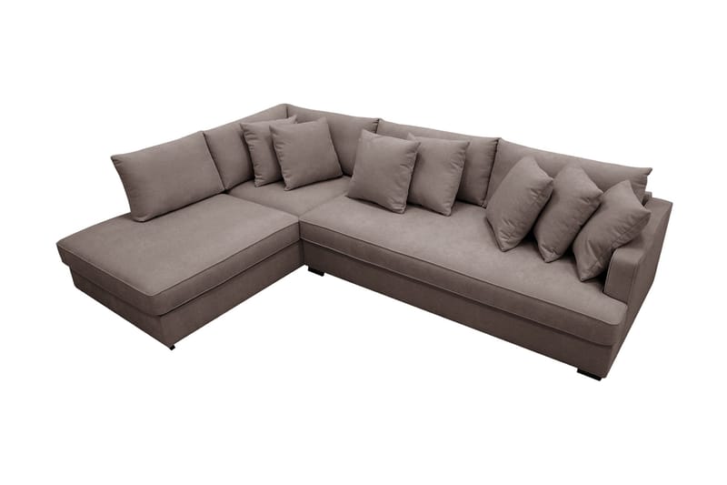 Rossita 4-sits Vänstervänd L-formad Djup Schäslongsoffa med Hel dyna i Tyg - Brun - Möbler - Vardagsrum - Soffor - Divansoffa & schäslong