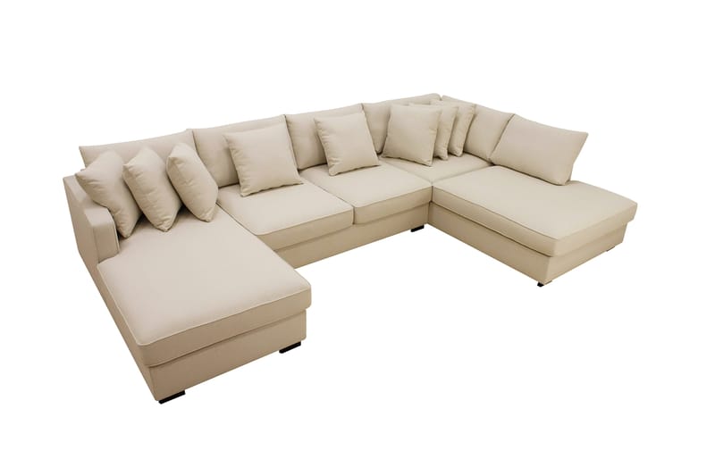 Rossita 5-sits Högervänd U-formad Djup Soffa med Divan och Schäslong i Bouclé - Beige - Möbler - Vardagsrum - Soffor - U-soffor
