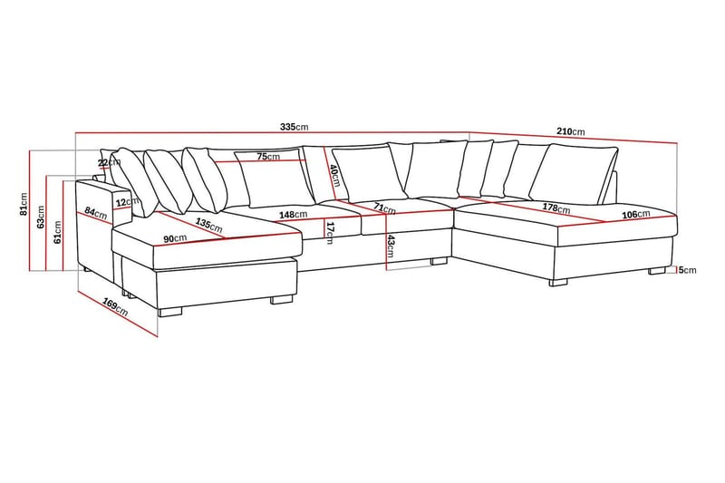 Rossita 5-sits Högervänd U-formad Djup Soffa med Divan och Schäslong i Bouclé - Beige - Möbler - Vardagsrum - Soffor - U-soffor