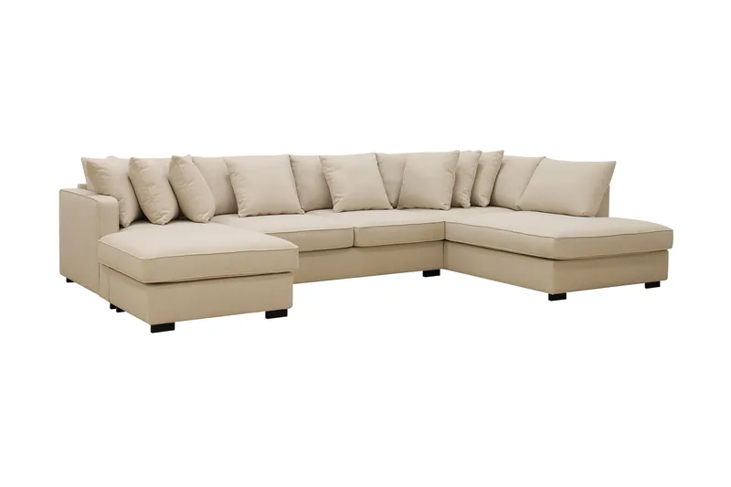 Rossita 5-sits Högervänd U-formad Djup Soffa med Divan och Schäslong i Bouclé - Beige - Möbler - Vardagsrum - Soffor - U-soffor