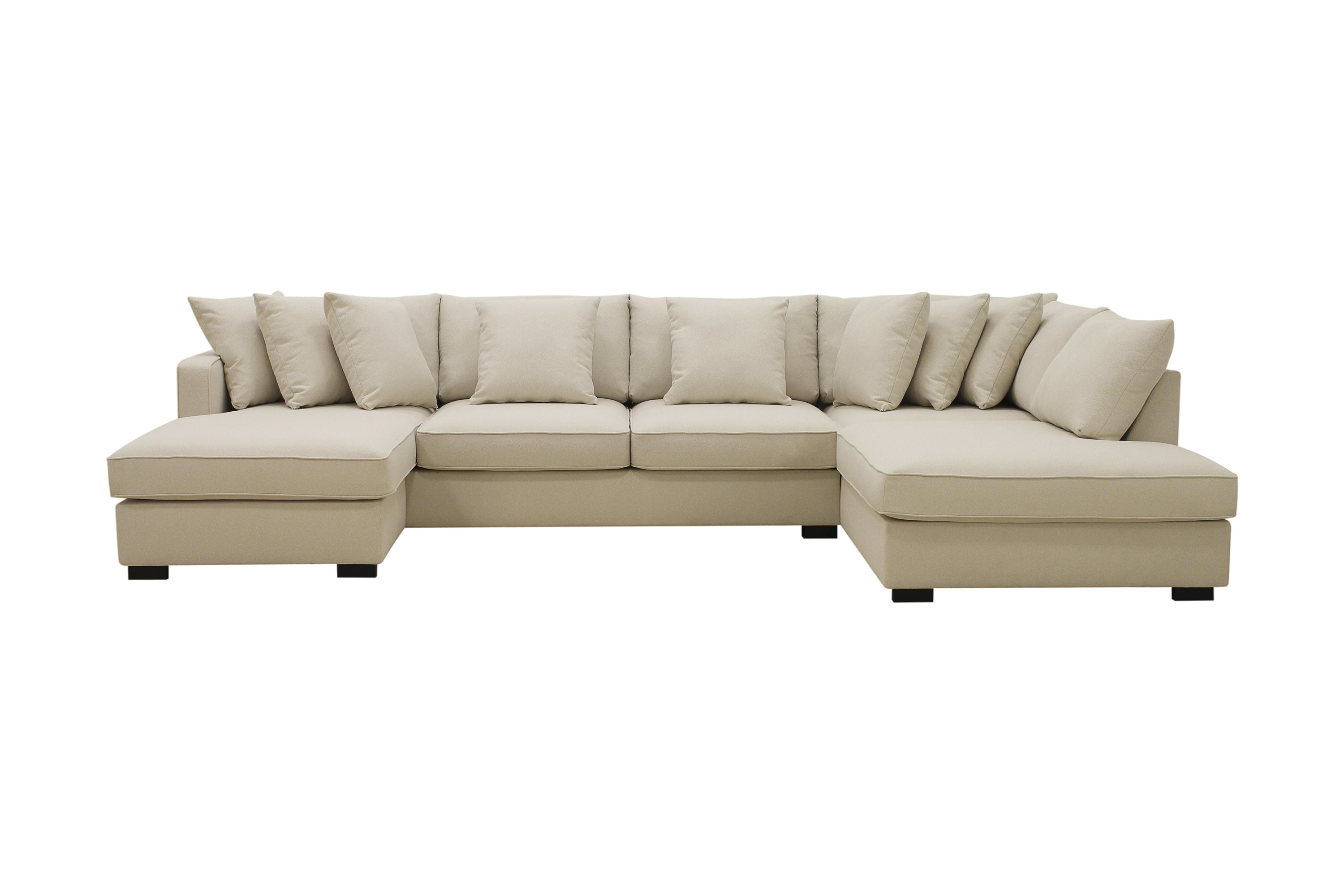 rossita 5-sits högervänd u-formad djup soffa med divan och schäslong i bouclé - beige