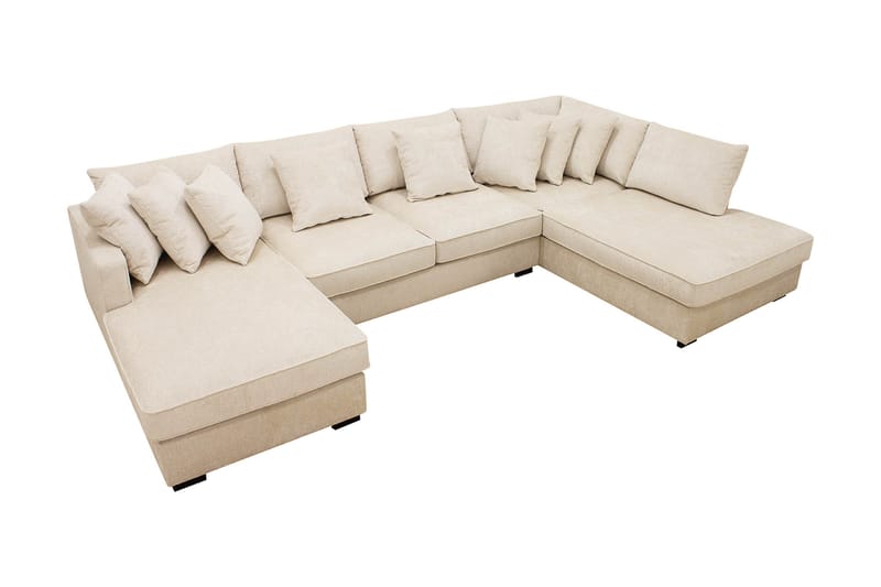 Rossita 5-sits Högervänd U-formad Djup Soffa med Divan och Schäslong i Chenille - Beige - Möbler - Vardagsrum - Soffor - U-soffor