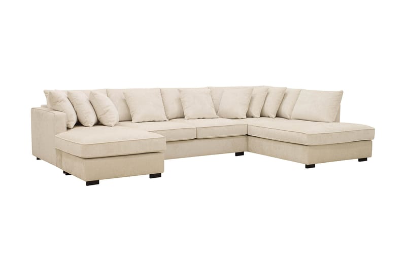Rossita 5-sits Högervänd U-formad Djup Soffa med Divan och Schäslong i Chenille - Beige - Möbler - Vardagsrum - Soffor - U-soffor