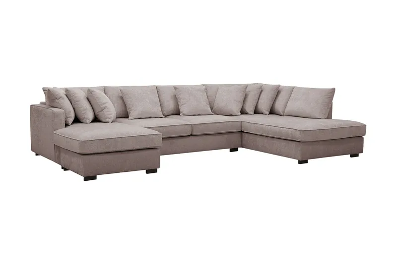 Rossita 5-sits Högervänd U-formad Djup Soffa med Divan och Schäslong i Chenille - Grå / Brun - Möbler - Vardagsrum - Soffor - U-soffor