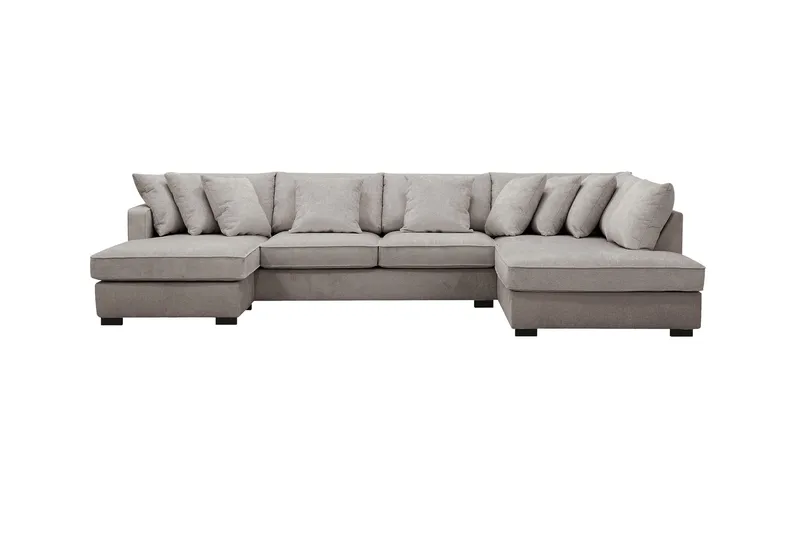 Rossita 5-sits Högervänd U-formad Djup Soffa med Divan och Schäslong i Chenille - Grå / Brun - Möbler - Vardagsrum - Soffor - U-soffor