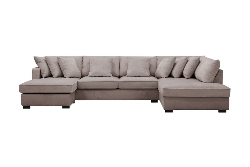 Rossita 5-sits Högervänd U-formad Djup Soffa med Divan och Schäslong i Chenille - Grå / Brun - Möbler - Vardagsrum - Soffor - U-soffor