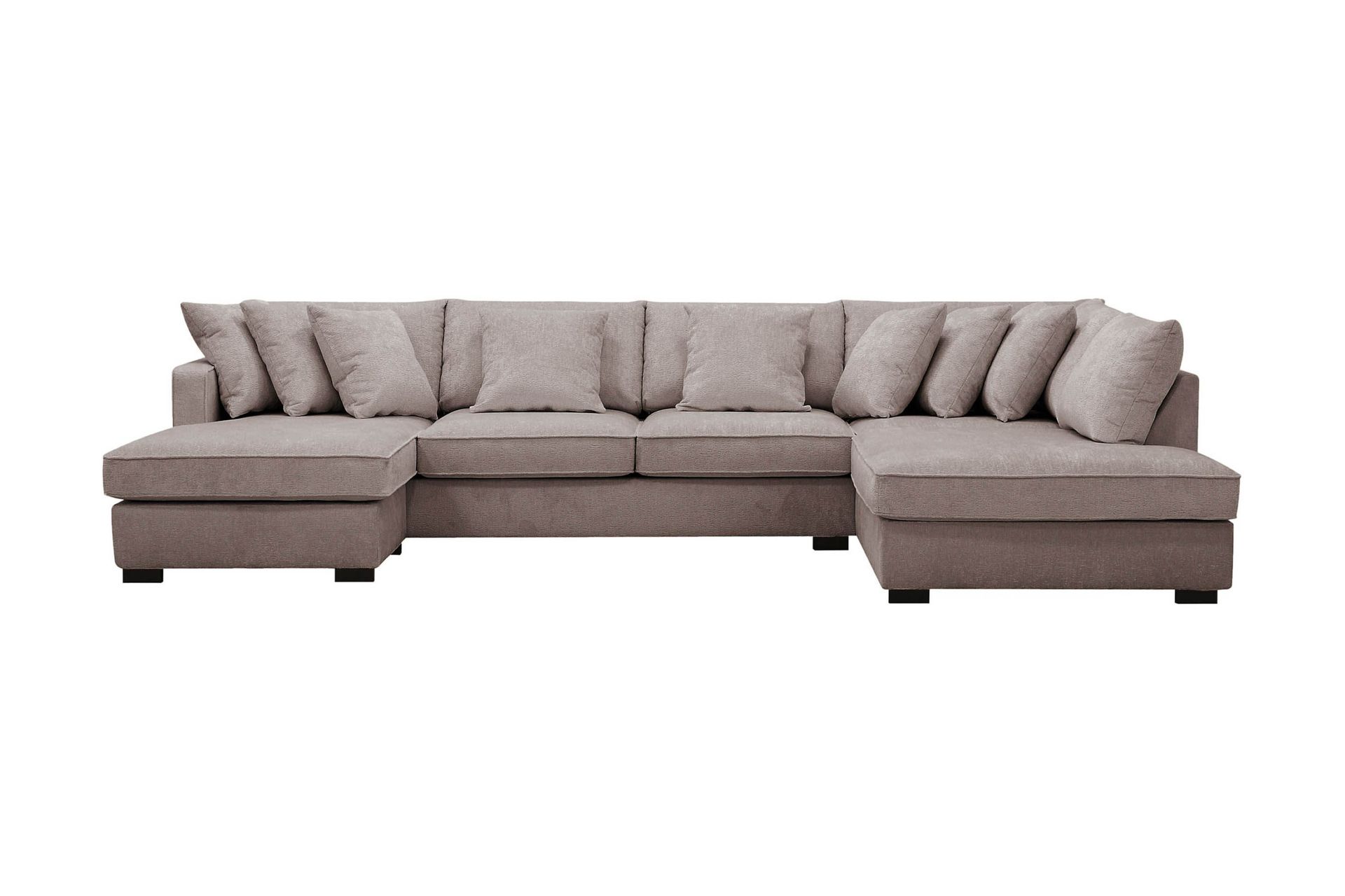 rossita 5-sits högervänd u-formad djup soffa med divan och schäslong i chenille - grå / brun