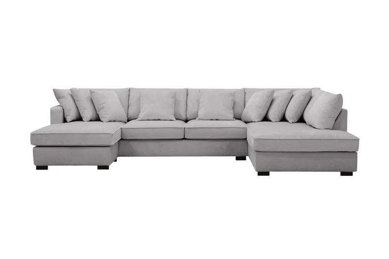 Rossita 5-sits Högervänd U-formad Djup Soffa med Divan och Schäslong i Chenille - Trenza 03, Grå Chenille - Möbler - Vardagsrum - Soffor - U-soffor