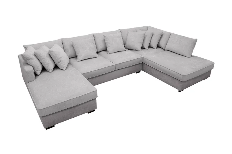 Rossita 5-sits Högervänd U-formad Djup Soffa med Divan och Schäslong i Chenille - Trenza 03, Grå Chenille - Möbler - Vardagsrum - Soffor - U-soffor