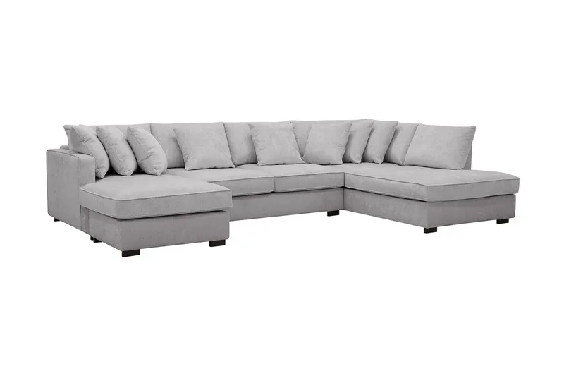 Rossita 5-sits Högervänd U-formad Djup Soffa med Divan och Schäslong i Chenille - Trenza 03, Grå Chenille - Möbler - Vardagsrum - Soffor - U-soffor