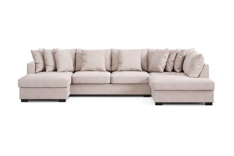 Rossita 5-sits Högervänd U-formad Djup Soffa med Divan och Schäslong i Sammet - Beige - Möbler - Vardagsrum - Soffor - Sammetssoffor